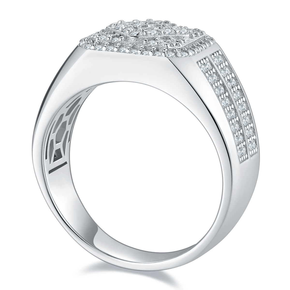 R6473 luxury setting S925 silver plated white gold Moissanite diamond men's ring, cherry stone D-grade 1.0 carat
